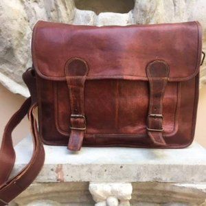 Brown Leather Messenger bag, laptop bag